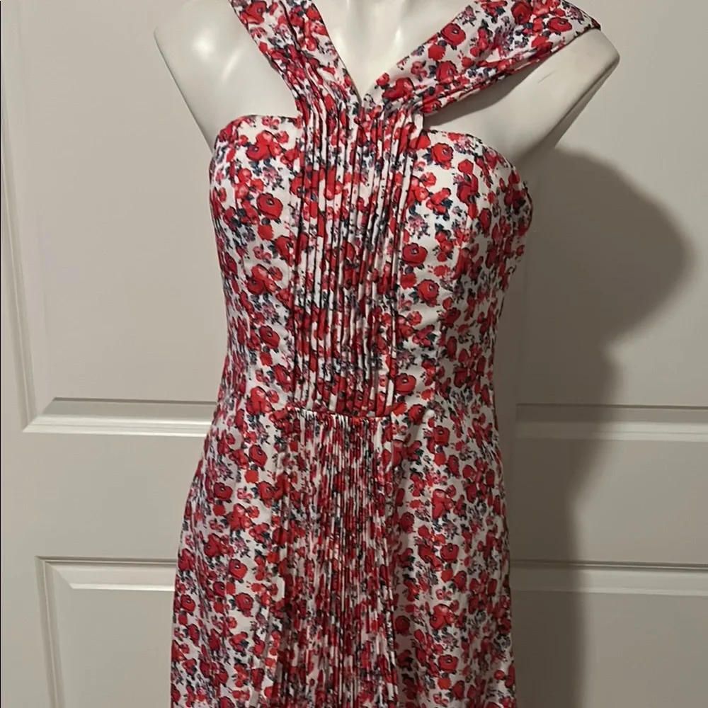Red and White Halter Midi Sundress for Cocktail Events - Picture 4 of 12